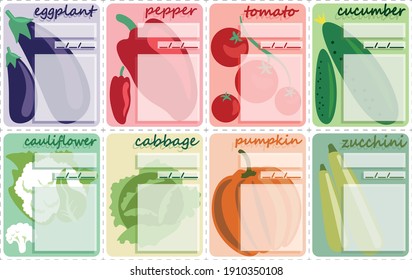 labels stickers for vegetable seedlings eggplant tomato pepper cucumber cauliflower cabbage pumpkin zucchini