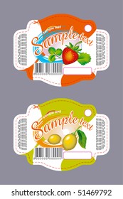 Labels with strawberry and lemon