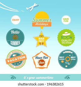  labels for summer with blue sky