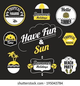  labels for summer with dark background