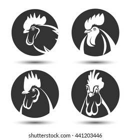 Labels and symbol set of chicken head ,vector illustration