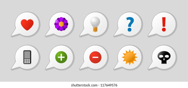 Labels with symbols, arrows on grey