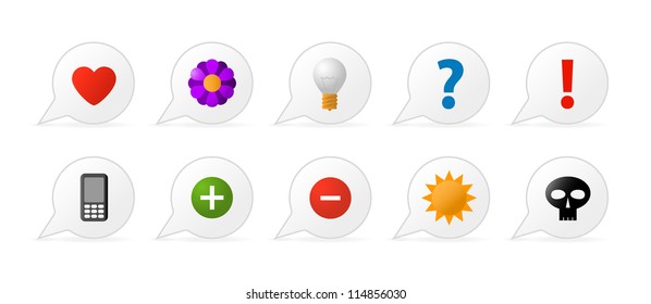 Labels with symbols, arrows on white