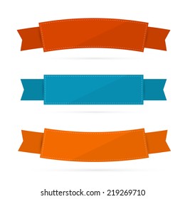 Labels, Tags, Ribbons Set in Retro Colors 