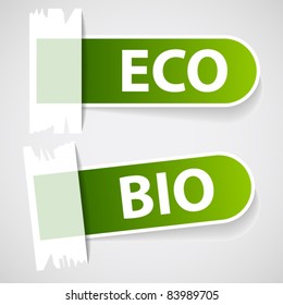 Labels with text bio and eco