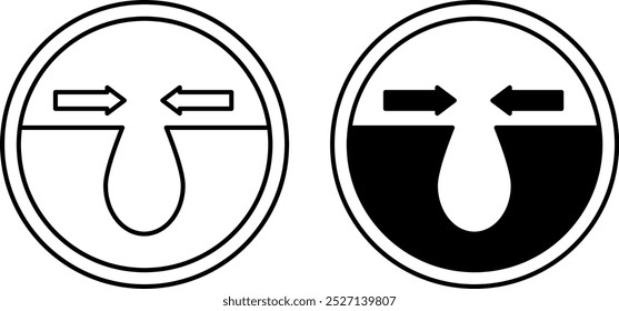 Etiquetas Aperte Poros. Ícones de vetor em preto e branco. Adesivo Para Embalagem De Cosméticos. Conceito de cuidado da pele