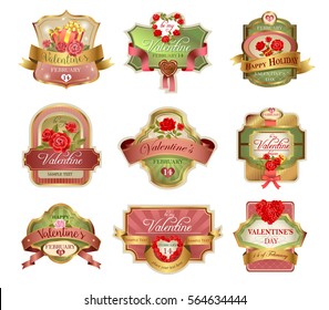 Etiketten für den Valentinstag im eleganten Retro-Stil.