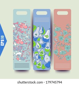 Labels vector with seamless background.Strips background. Vector Design banners.Hand drawn illustration and place for your text.Tag can be used for clothing, cosmetics and foods.