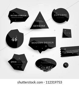 Labels vector set, modern style. Abstract black design bubbles collection, vector.