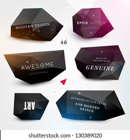 Labels vector set, modern style. Abstract black design bubbles collection, vector.