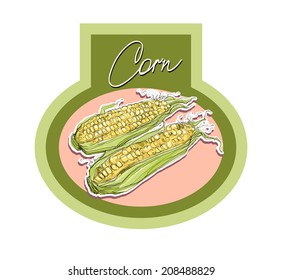 Labels for vegetable products, vector realistic hand-drawing vegetable