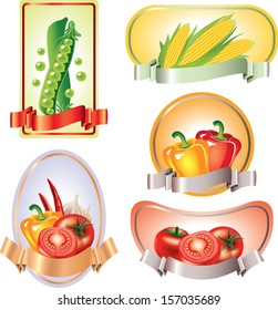 Labels with vegetables, vector banners or backgrounds