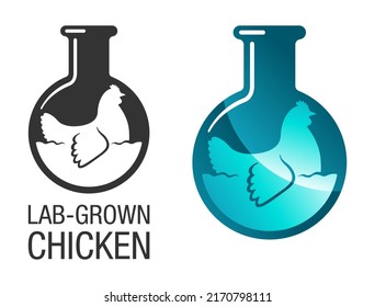 Lab-grown chicken meat - cultured animal food made in laboratory. Isolated vector pictogram