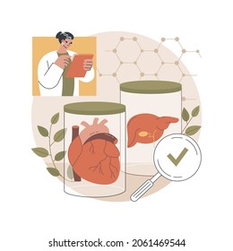 Lab-grown organs abstract concept vector illustration. Laboratory-grown stem cells, bioartificial organs, artificial human body parts, growing transplant in lab, bio-engineering abstract metaphor.