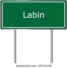 Labin, Croatia,  road sign green vector illustration, road table