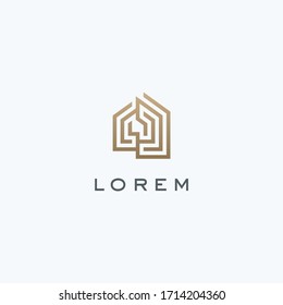 labirynth house logo icon design template