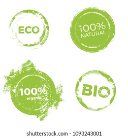 Lables for natural products. Eco design element vector set