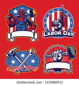 labor badge design in set