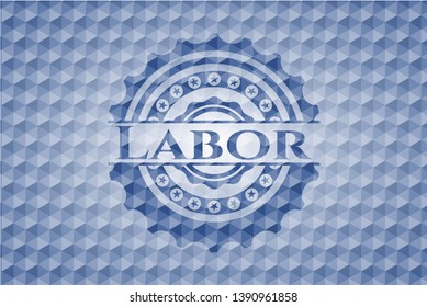 Labor blue emblem with geometric pattern. Vector Illustration. Detailed.