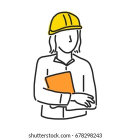 Labor. Builder and worker in various poses. - hand drawn. line drawing. vector illustration.