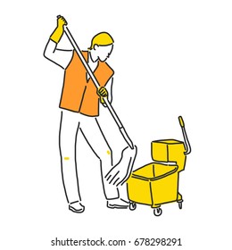 Labor. Builder and worker in various poses. - hand drawn. line drawing. vector illustration.