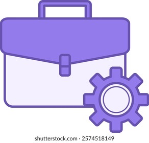 Labor Color Icon. Vector Illustration. Work Briefcase and Gear. Office Work. Concept Sector of Society