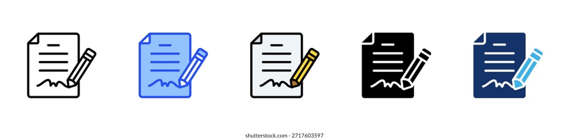 Labor Contract Icon Collection With Multiple Styles