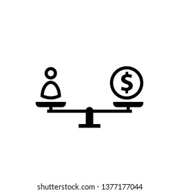 Labor cost concept silhouette icon. Clipart image isolated on white background