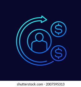 labor cost optimization line icon