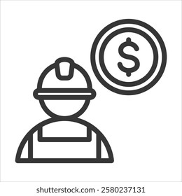 Labor Cost Outline Icon Vector Illustration