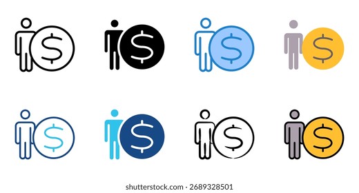 Conjunto de iconos de costos laborales colección de estilos múltiples 
