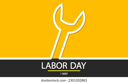 Labor day 1 may linear repair wrench, vector art illustration.