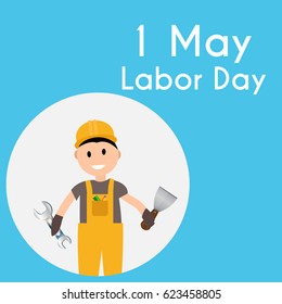 Labor Day 1 May Poster. Vector Illustration Background