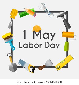 Labor Day 1 May Poster. Vector Illustration Background