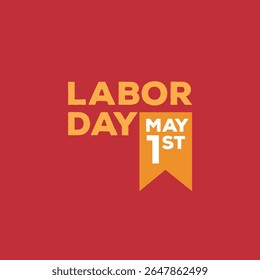 Labor Day 1st May Label Design on Red Background | Workers’ Day Vector Emblem