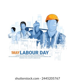 Labor Day( 1st May)big Poster,banner illustration sketch With A Group Of People Of Different Occupations With abstract Background 