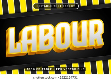 Efecto de texto 3D del Día del Trabajo y efecto de texto editable