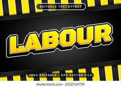 Efecto de texto 3D del Día del Trabajo y efecto de texto editable