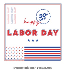 Labor Day 50 Off Blue and Red Template