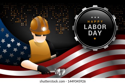 Labor day abstract background with USA flag illustration