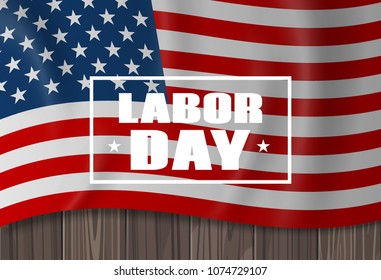 labor day american flag on wooden background