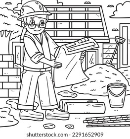 Labor Day Architect with a Blueprint Coloring 
