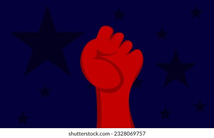 Labor day background banner blue background hand illustration. Design template