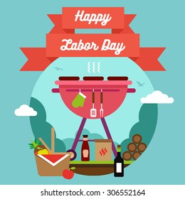 Labor Day Background With A Beautiful Text On The Banner 