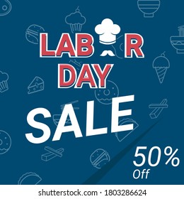Labor day background with chef theme. Greeting card vector design