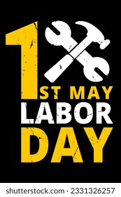 Labor day background with hand holding tool.