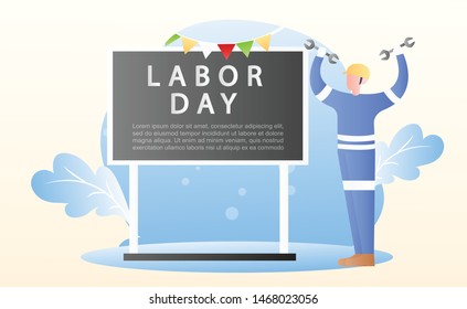 Labor day background illustration template vector with liquid color
