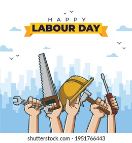 Labor day background with tools vector