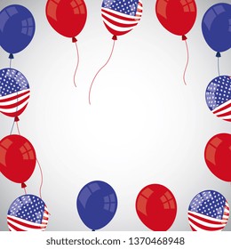 Labor day background with USA flags balloons vector digital image illustration
