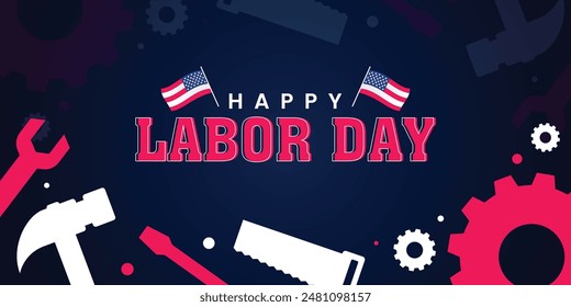 labor day banner background with tools